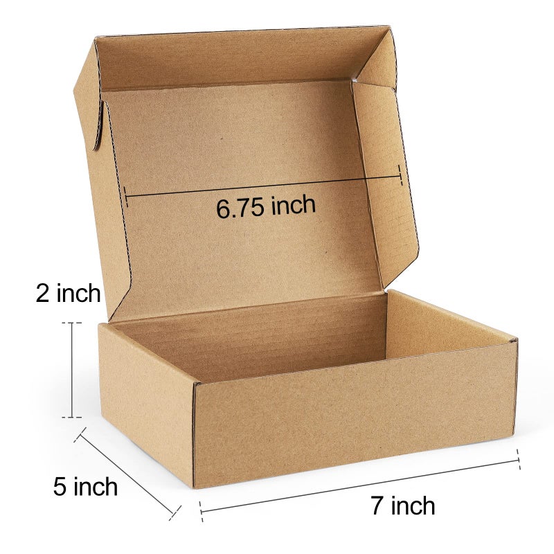 Poever Shipping Boxes 7x5x2 inches Brown Small Mailing Boxes 25 Pack Cardboard Corrugated Box Mailers - Image 2